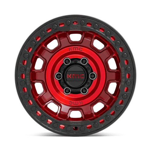 Llanta 17x9.0 KMC Tank Beadlock Candy Red 5x127 ET-38