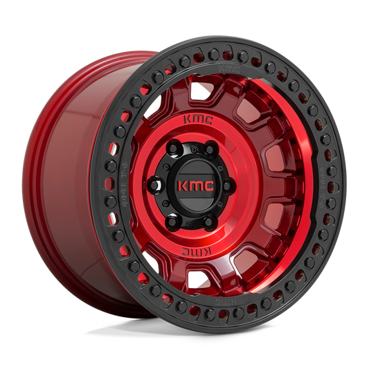 Llanta 17x9.0 KMC Tank Beadlock Candy Red 5x127 ET-38
