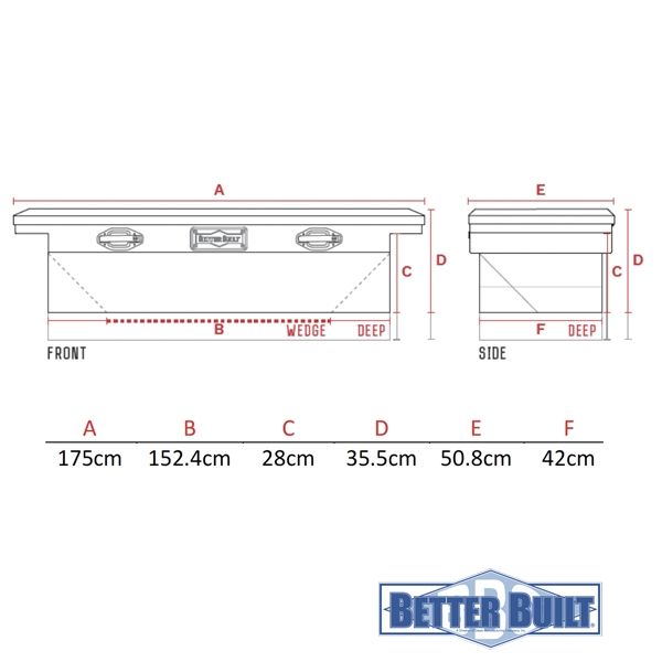 Caja Pick Up Aluminio Diamantado Low Profile L - Negro Matte